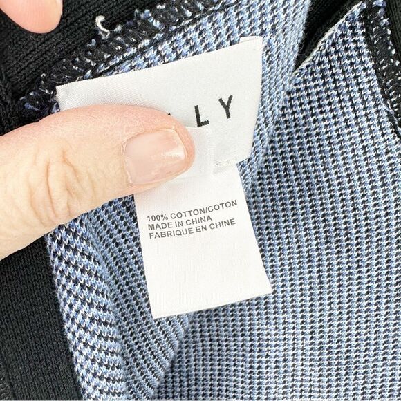 Milly Blue‎ Black Knit Abstract Print Halter Style Sleeveless Mini Dress Large - Picture 5 of 8